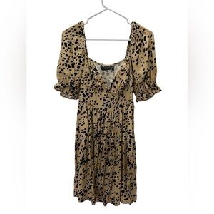 NWT ASOS Babydoll Puff Sleeve Animal Print Mini Dress Size 6 /Medium
